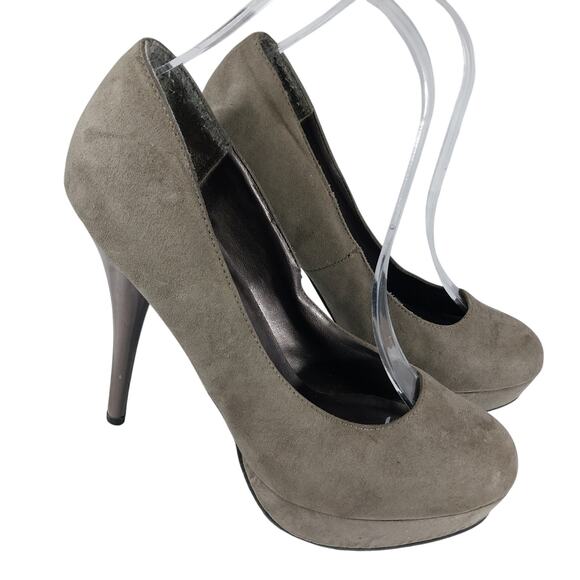 MOSSIMO! TAUPE BROWN/TAN VEGAN SUEDE MICROFIBER PLATFORM STILETTO HEELS! SZ 8.5M - Picture 1 of 10